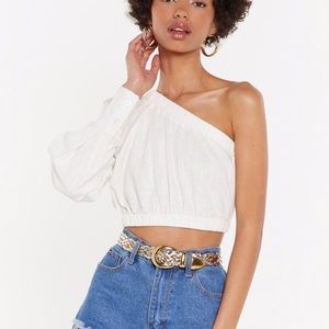 Nasty gal One Shoulder Crop Top White